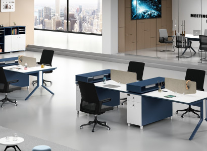Table Office Furniture Furnishings Tables Call Center Wood 4 workstations
